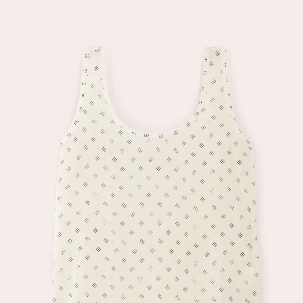Everlane Cream Tank Top with Black Pattern